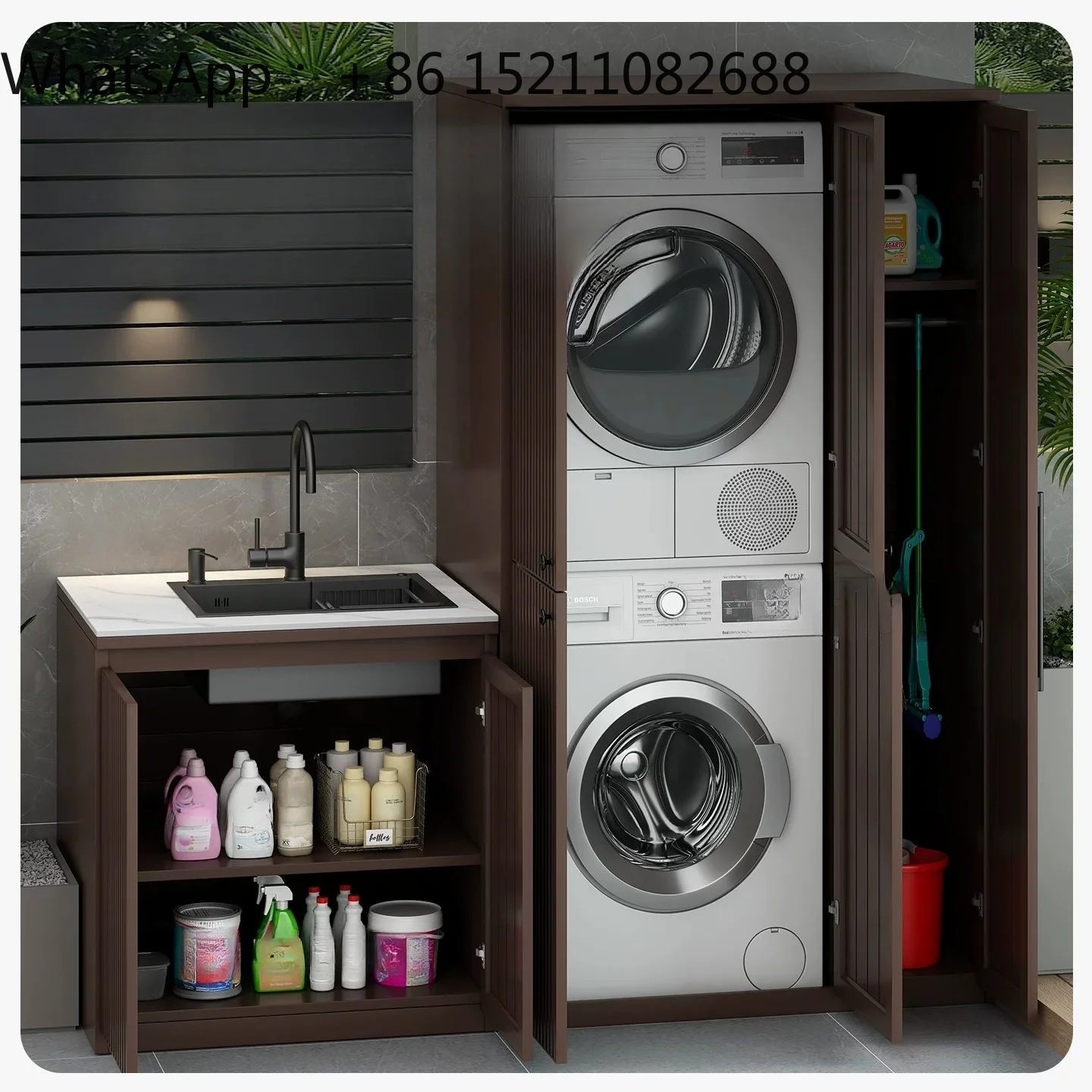 SCYall-aluminum alloy washing machine superimposed rock slab washbasin outdoor garden waterproof and sunscreen integrated locker