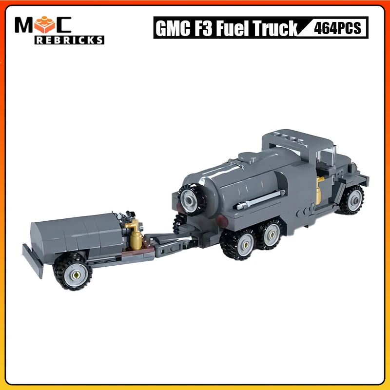 WW II American Military Panzer GMC F3 Fuel And Oil Service Trucks MOC Building Block Assembly Model Puzzle Bricks Toys Xmas Gift