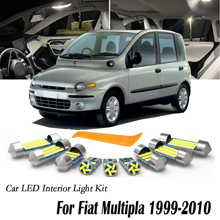 7Pcs For Fiat Multipla 1999-2003 2004 2005 2006 2007 2008 2009 2010 LED Interior Reading Dome Map Trunk Light Car Bulbs Kit