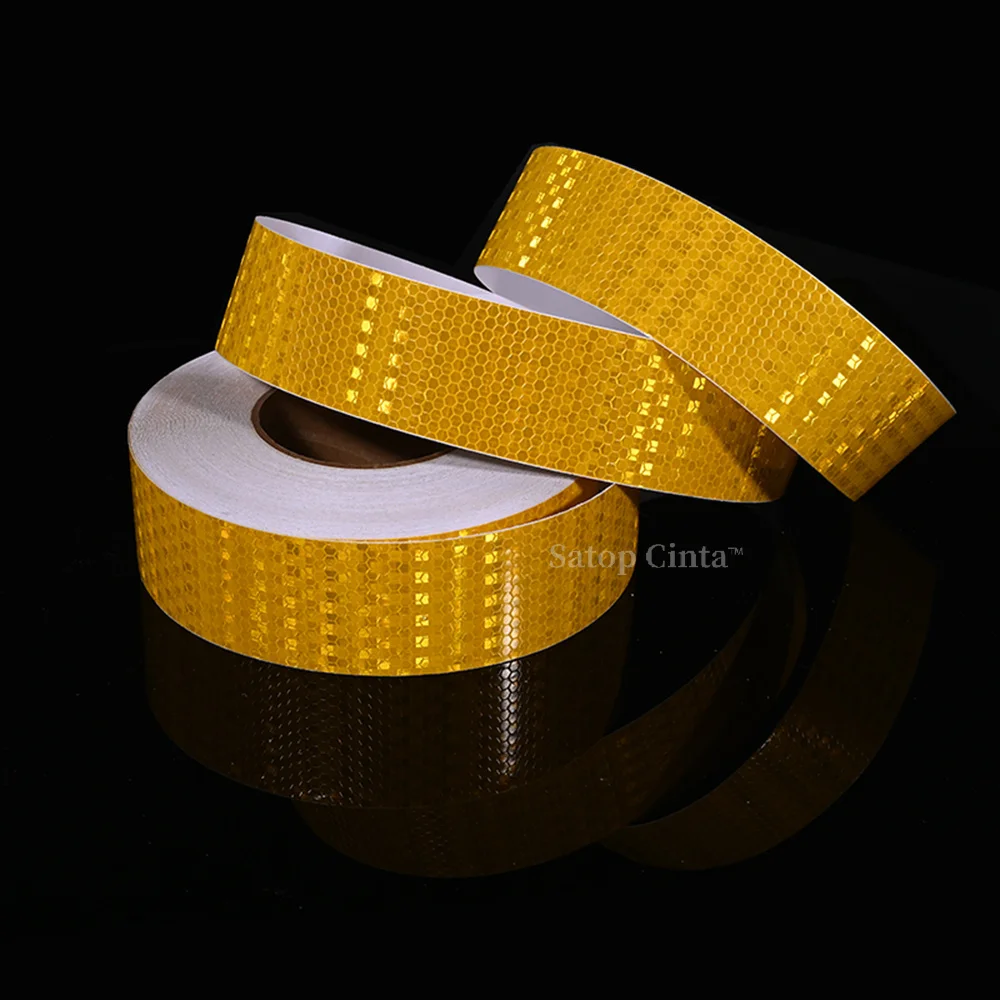 5cmx50m Honeycomb Yellow Reflective Safety Tape With Shiny Star Reflector Sticker Strong Adhesive Retro Reflect Tape For Vehicle