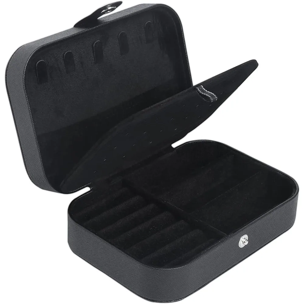 

Travel Jewelry Box, Small Jewelry Organizer Box, 2 Layer Jewelry Case, PU Leather Mini Portable, Jewelry Storage Display Holder