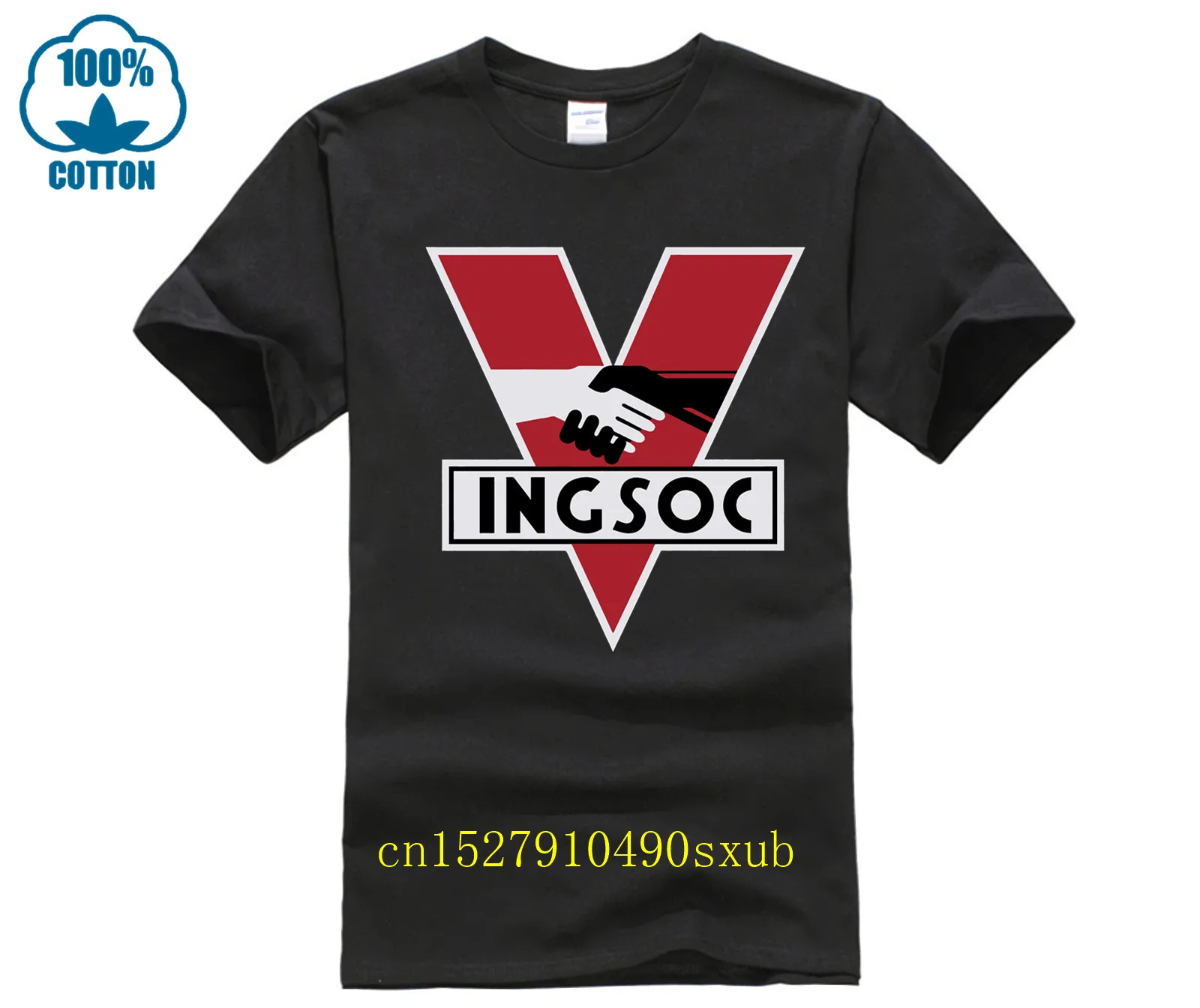 Moda impressa camiseta masculina manga curta NINETEEN EIGHTY FOUR 1984 INGSOC POLITICAL PARTY LOGO esportes 100% algodão camiseta