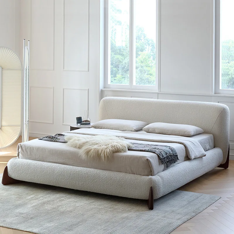 Atunus USA Showroom in Stock Nordic Style Teddy Velvet Art Bed Bedroom Furniture Italian Luxury Modern King Size Bedroom Set