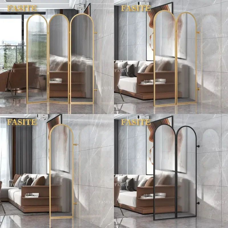 For Nordic Creative Light Luxury Changhong Glass Screen Folding Partition Living Room Entrance Decor Small Apartment Space