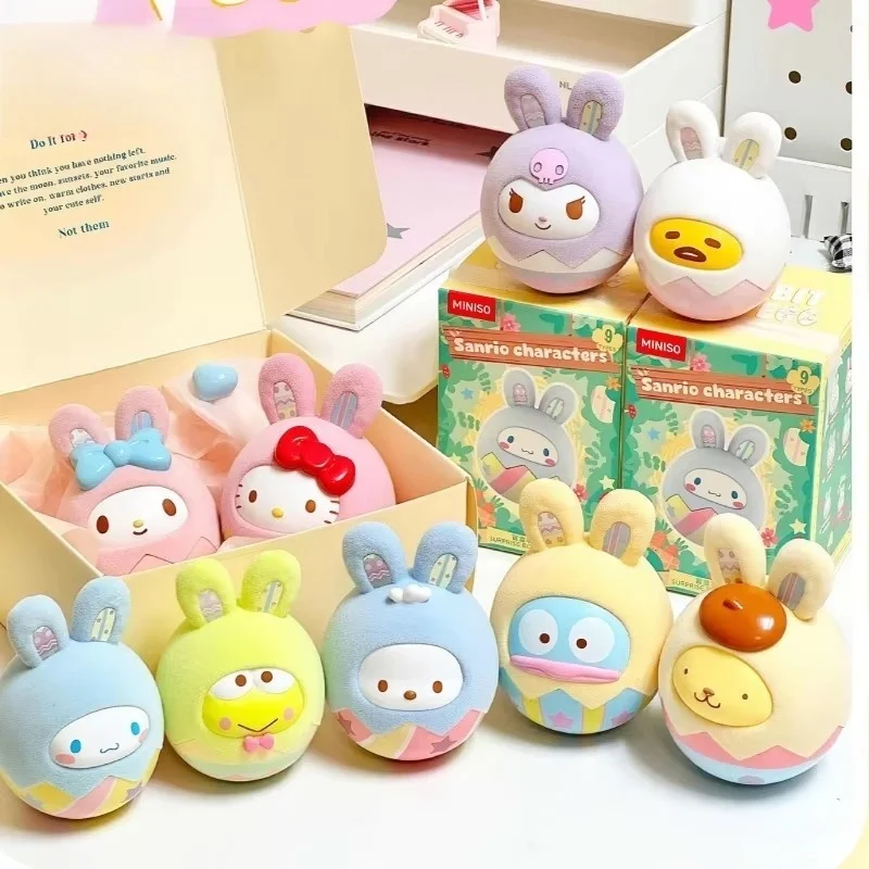 새로운 토끼 재미 계란 시리즈 블라인드 박스 Kuromi Kitty Pochacco Hangyodon 패션 디스플레이 선물 완구