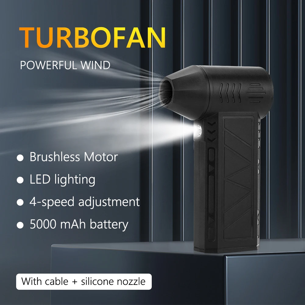 110000RPM Mini Fan Rechargeable Electric Air Duster with Light Handheld Duct Fan Jet Dry Blower for Laptop Computers Keyboard