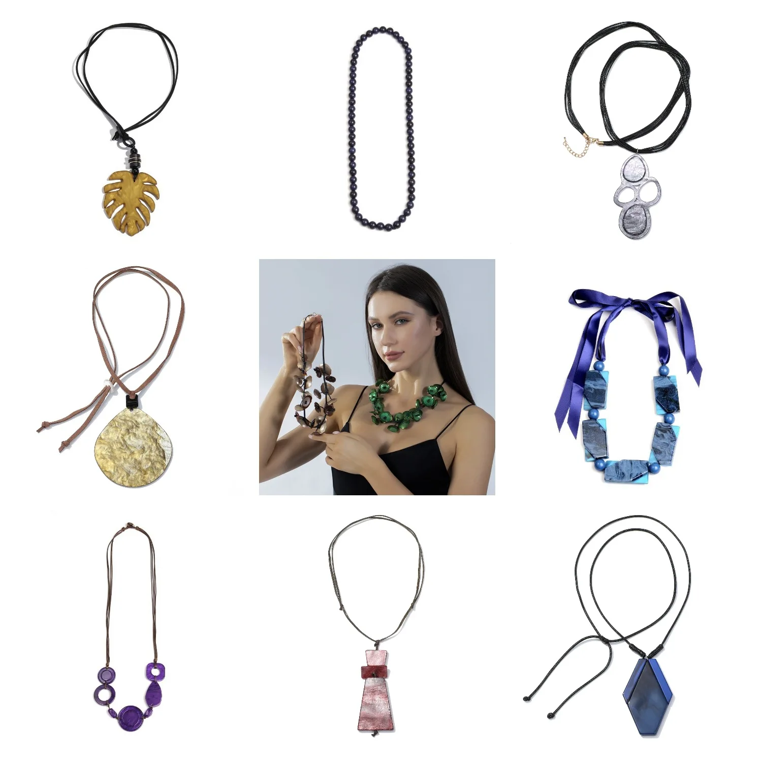 DIY accessories Core blue trade European and American personality versatile acrylic necklace, collarbone chain female color Inte
