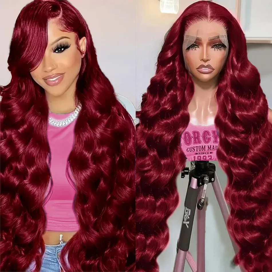 99j Burgundy Wig Human Hair 13x6 HD Lace Frontal Wig 250 Density Body Wave Lace Front Wigs 13x4 Human Hair Wigs For Black Women