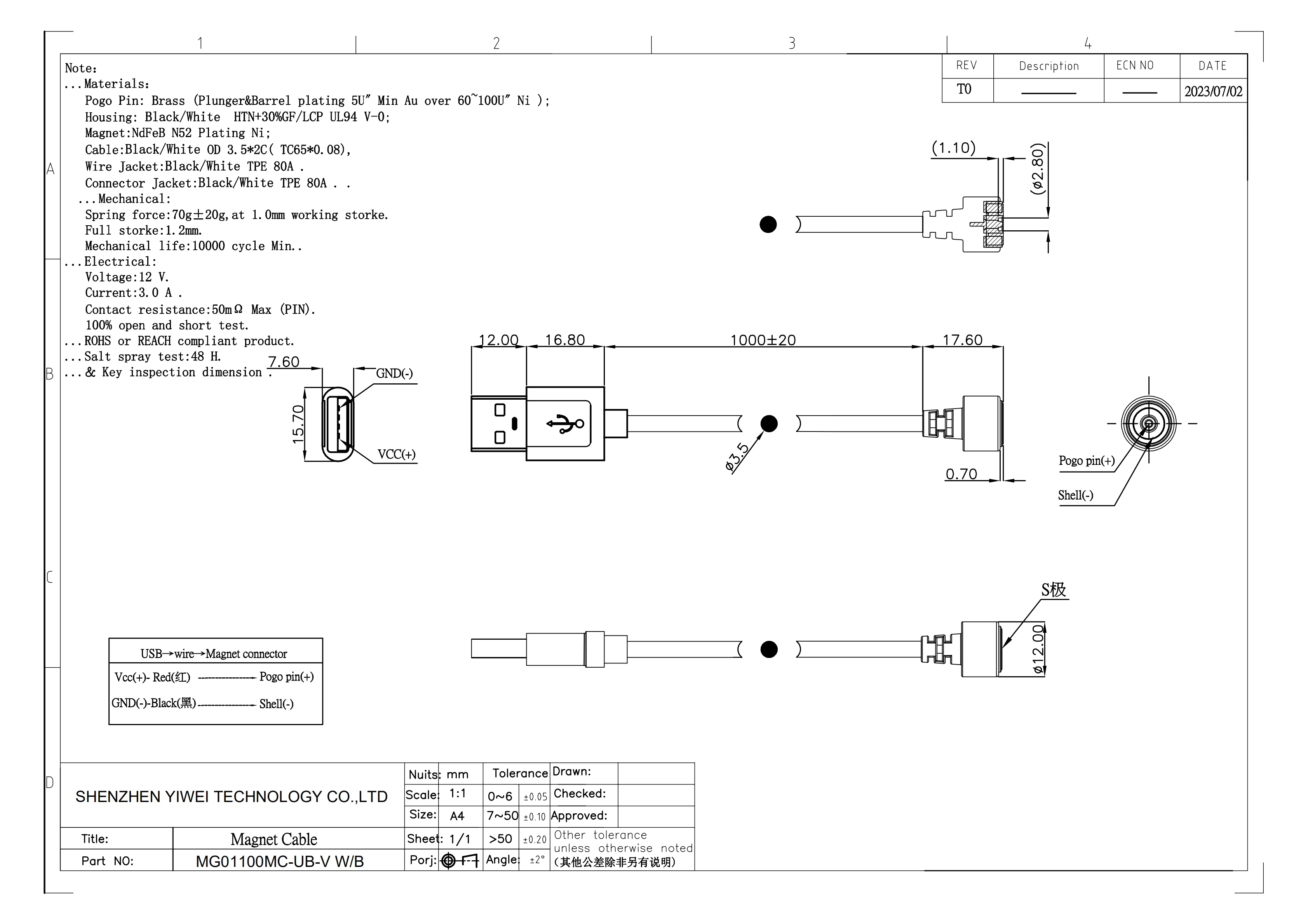 1 Satz magnetischer kreisförmiger PogoPin-Stecker, 2 A, männlich, weiblich, federbelastet, 4,0 5,0, 6,0 7,5 8,5 10,0 DC-Ladegerät, USB-Typ-C-Kabel – Detail 6