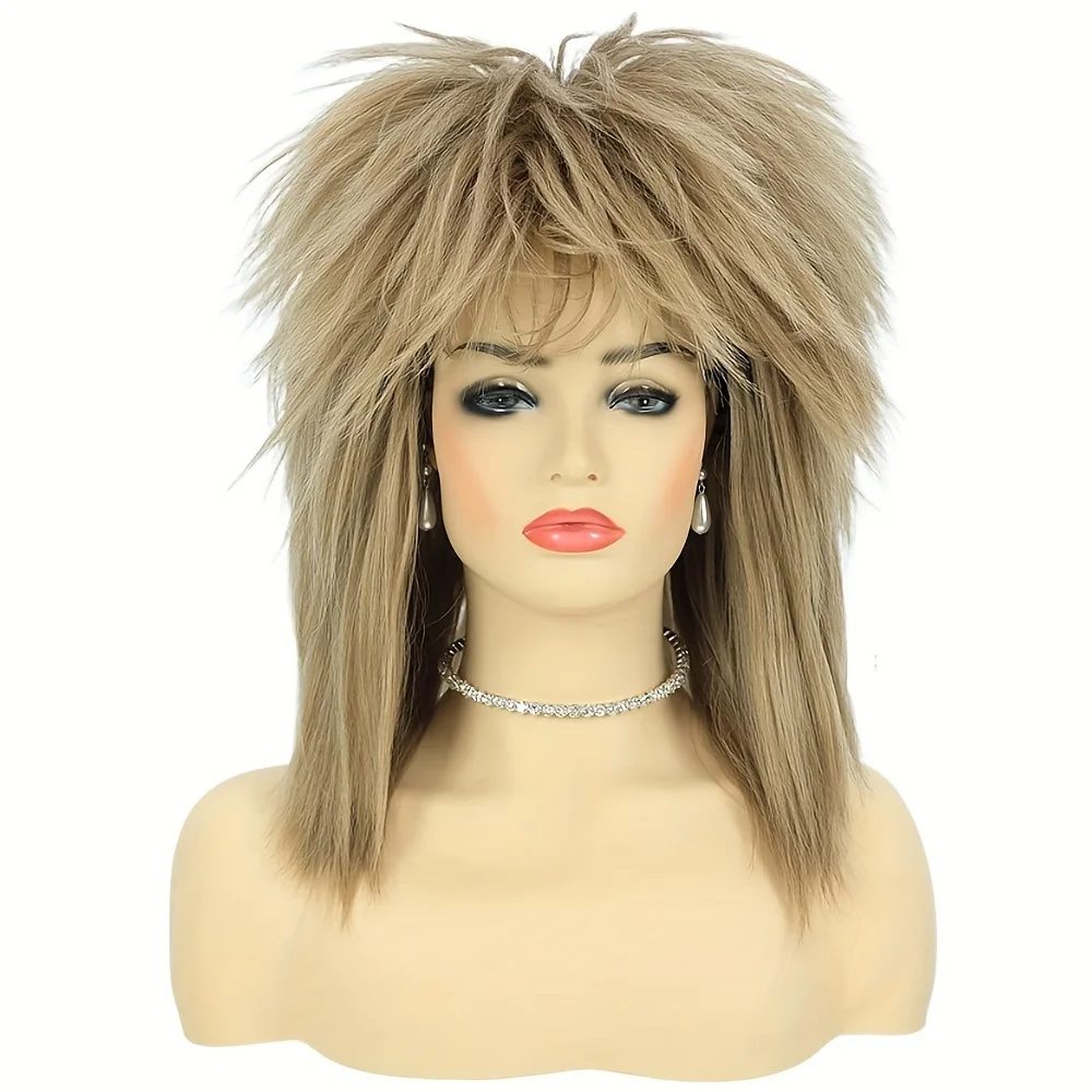 80S Fashion Punk Rock Star Style Synthetic Wigs for Women, Heat-Resistant Synthetic Wigs