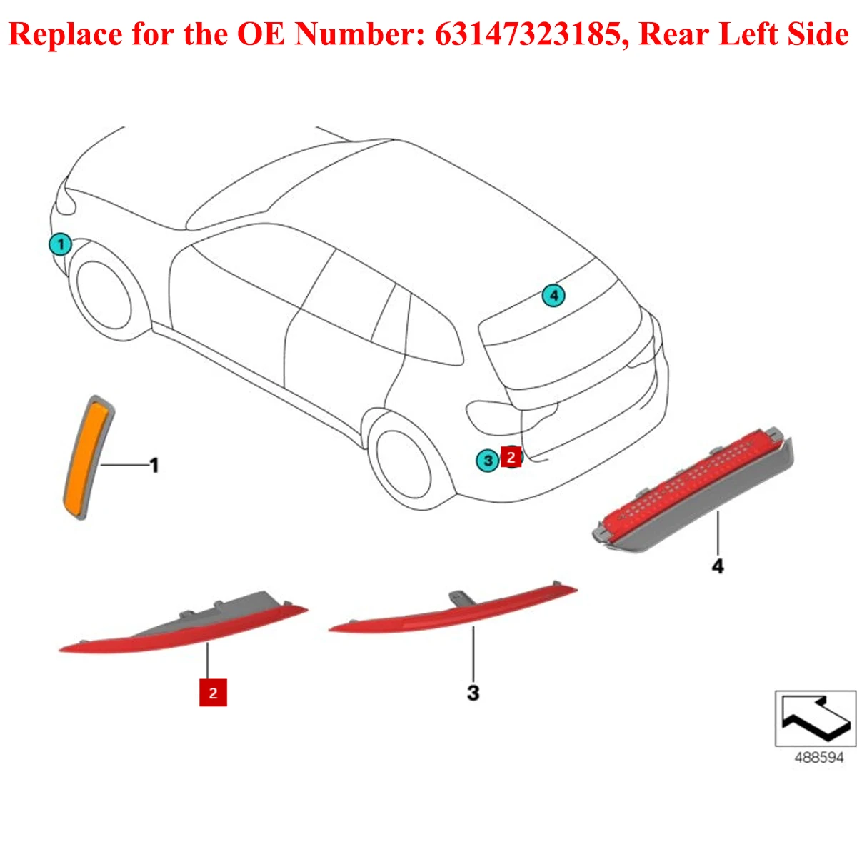 

Rear Left Bumper Light FOR BMW X6 F16 28i 30d 35i 40d 50i 2015 2016 2017 2018 REAR BUMPER LEFT REAR FOG LIGHT REFLECTOR Replace