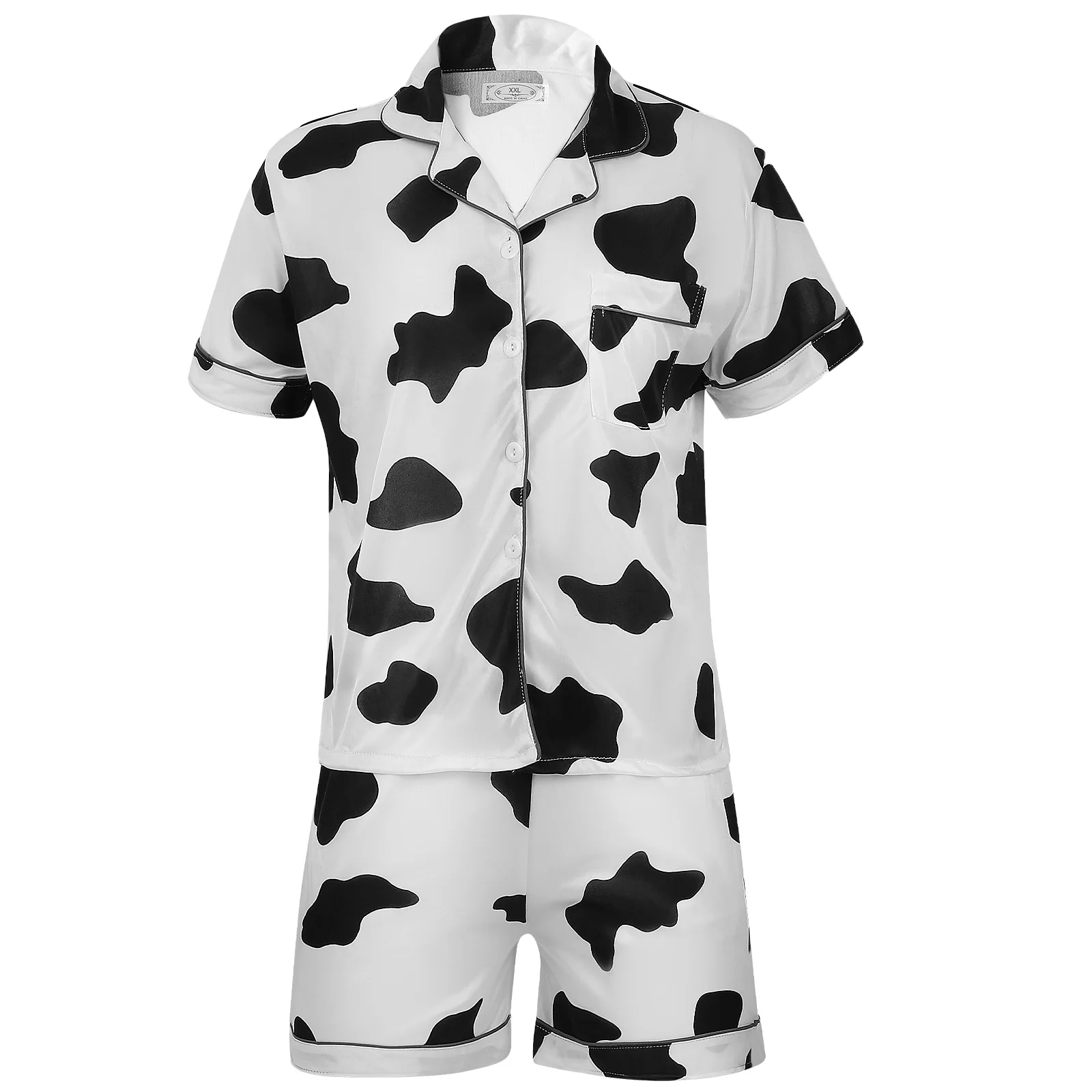 Летние женские пижамы из чистого хлопка с коровьим узором, удобная одежда для сна, повседневный комплект домашней одежды, шорты с короткими рукавами