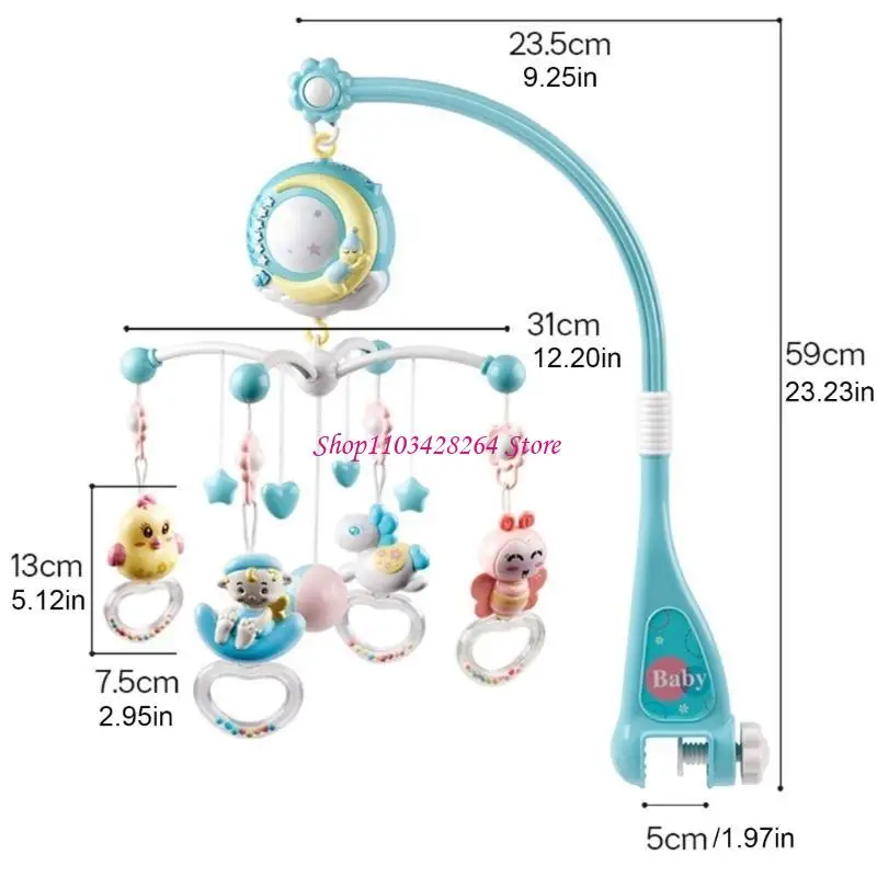 Baby Musical Crib Mobile hängende Rasseln und Fernbedienungs -Musikbox mit Licht