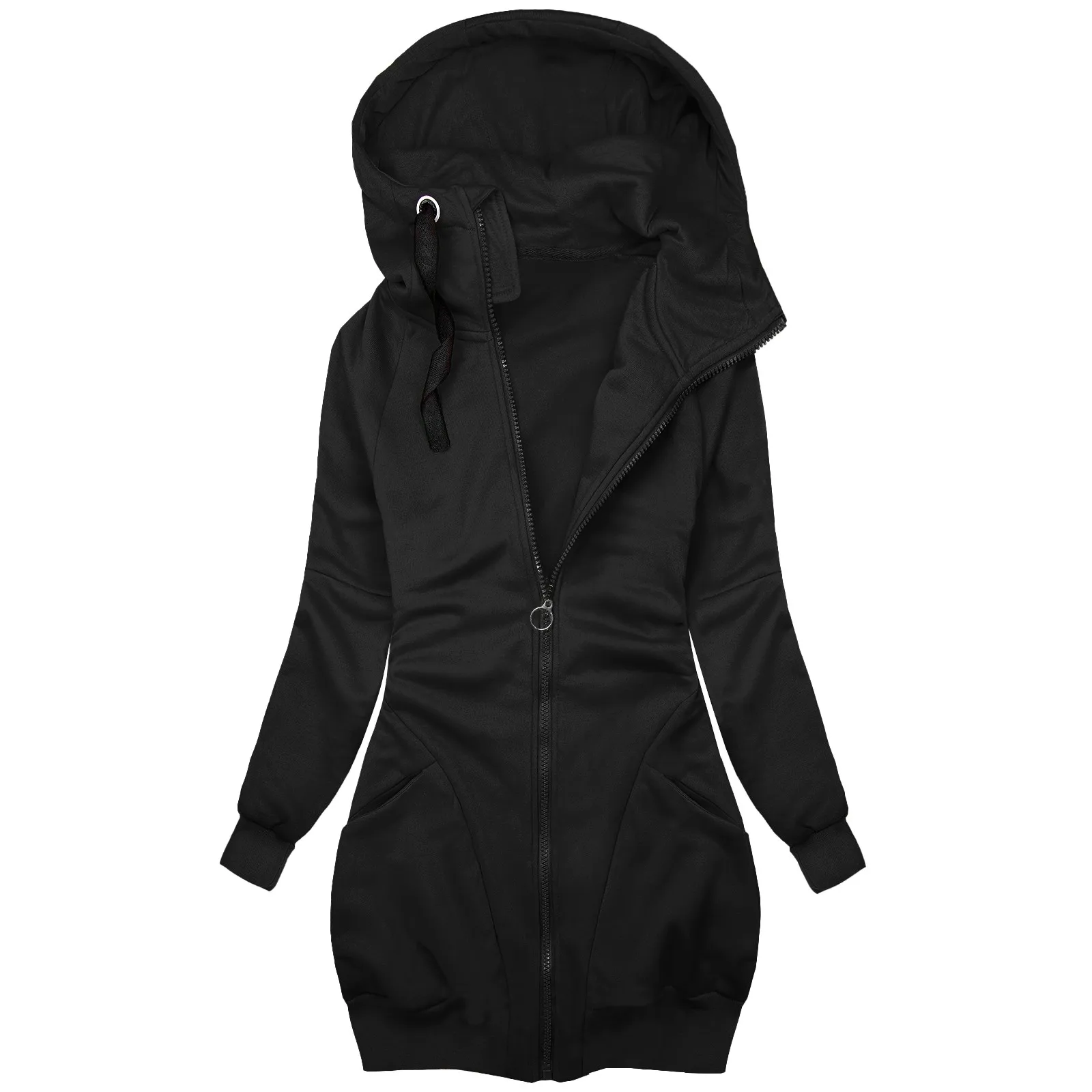 

Women Solid Sweatshirt Long Sleeve Jacket Hoodie Blouse Zipper Pocket Coat Fairycore Cropped Tops Tracksuit Japanese style