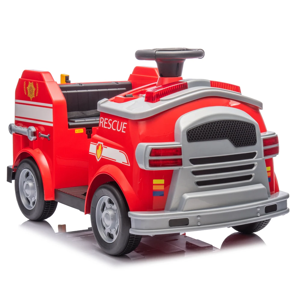 12V Kids Ride On Electric Car.Fire Engine Shape Design.Fire Engine Shape Design.Lights and sirens,Slow Start For kids Aged 3-7.