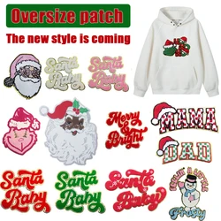 Toppa da stiro natalizia oversize Babbo Natale Pupazzo di neve Giacca Felpa con cappuccio Adesivo Abbigliamento Decorazione Accessori Distintivo ricamato