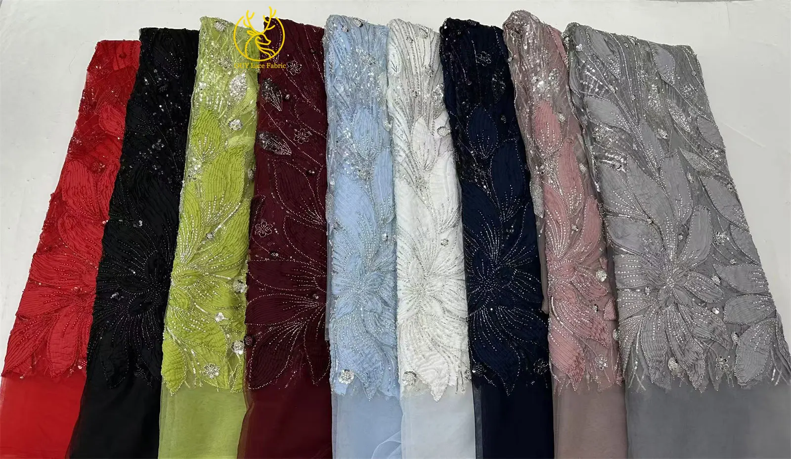 Africa 3D Flower Tulle Beaded Lace Fabric 2025 Latest Hot Sale French Party Nigerian Sequin Lace Fabric Wedding Dress Sewing