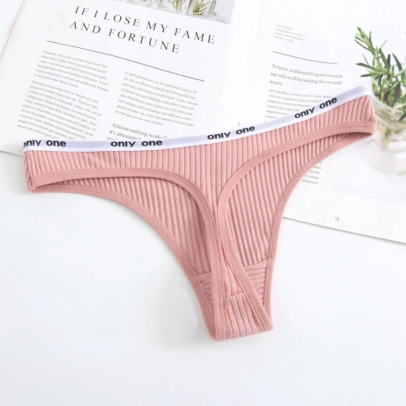 Plus Size Cotton Sexy Low Waisted Thong Letter Women Underwear Elastic Comfortable Solid Color Breathable Sports Panties XL-4XL