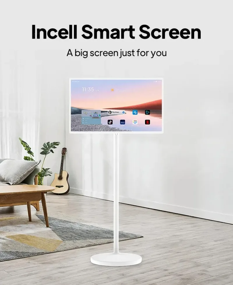 32 Inch Movable Stand Touch Screen Tablet PC Android 12 WiFi 6 Built-in Battery With 4K Camera Remote Control