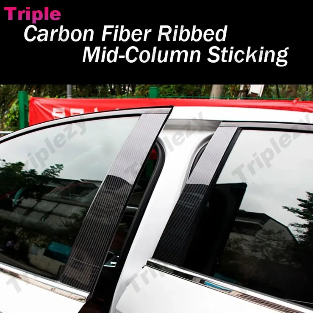 8Pcs Glossy Black Pillar Post Cover Door Trim Carbon Fiber Window Molding Sticker For Mercedes Benz GLK Class X204 2008-2015