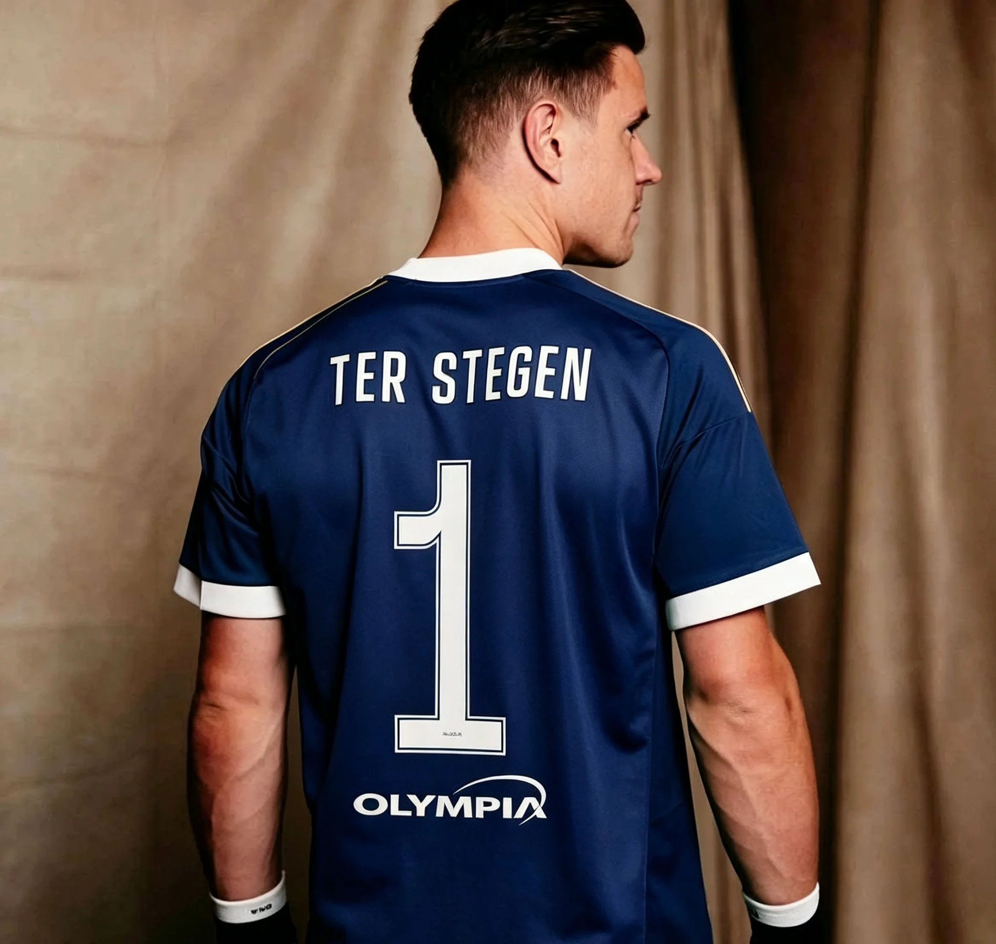 Men #1 Ter Stegen Goalkeeper Soccer Jersey Quick‑Dry Polyester Short Sleeve Football Fan Sports Shirt