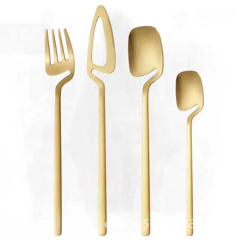 

Amazon Wall-Mounted Stainless Steel 304 Cutlery Set - Golden Spoon Fork Knife Modern Minimalist Tableware for Household