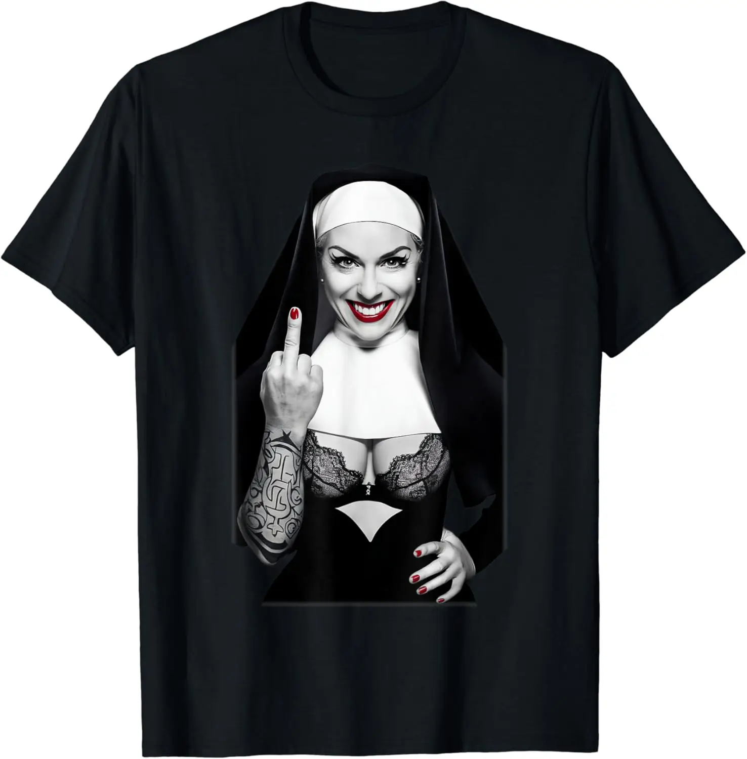 Retro Sexy Nun T-Shirt Y2k Clothes Men's Clothing Oversized Short Sleeve New in Tops & Tees Women's T-shirts Tshirt Streetwear