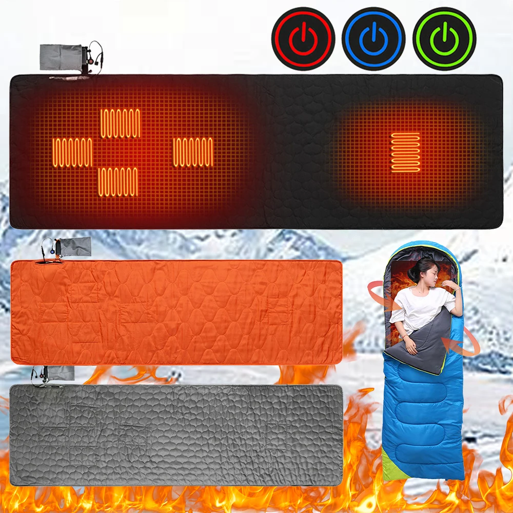 USB Heating Sleeping Mat 5 Heating Zones Outdoor Electric Heating Pad Camping Heated Sleeping Mattress Heated Sleeping Bag Pad