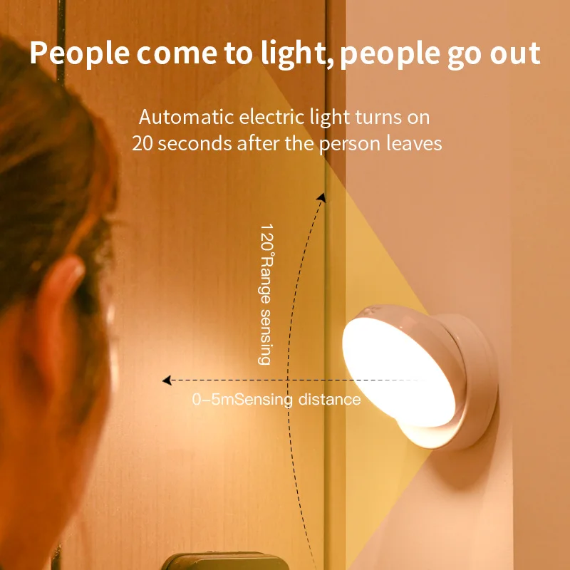 Night Lamp With Motion Sensor Light Rechargeable Wireless LED Bar Lighting 360 Rotating Magnetic For Room Bedside Table