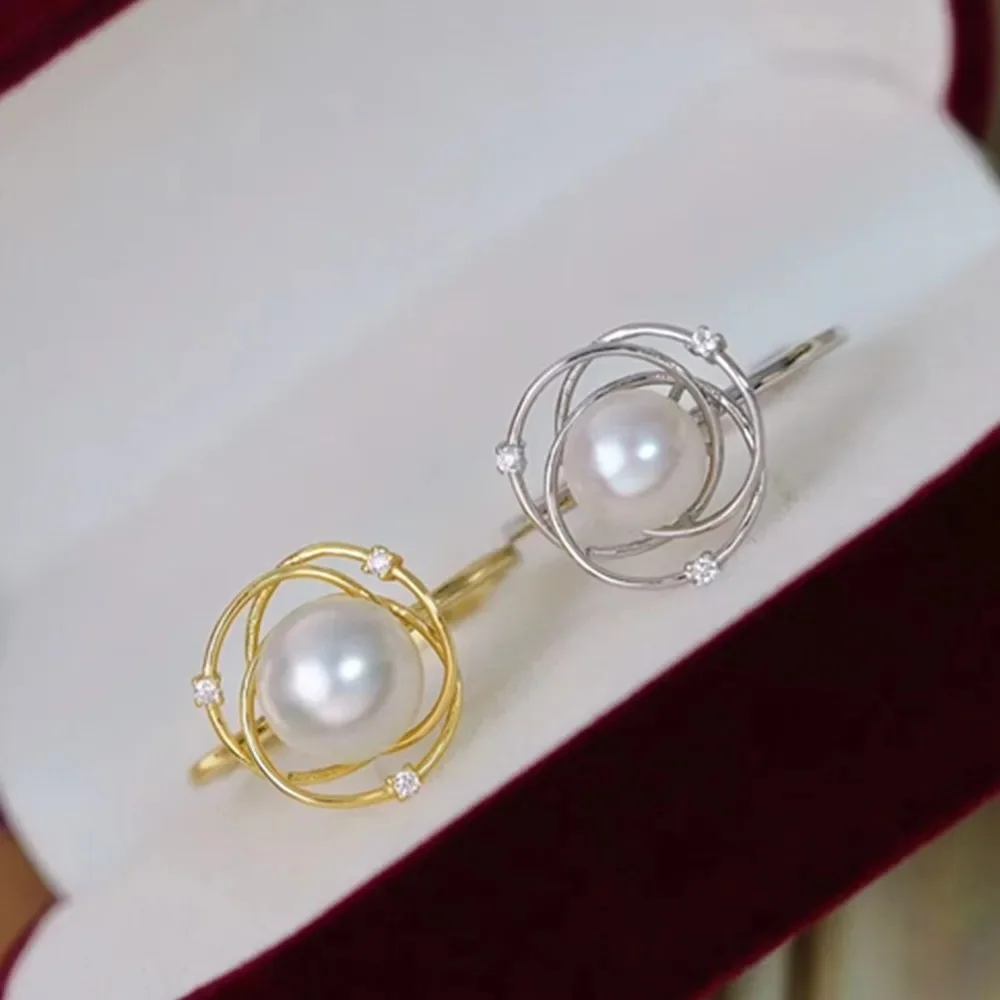 WOMEN 9-10mm Pearl RING AAA Fashion Bird's Nest Design AKOYA 925s Freeshippings Items