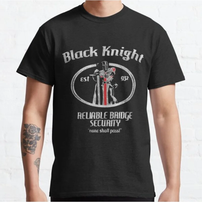 

Funny Black Knight None Shall Pass Monty Python and The Holy Grail gift T shirt Large size Tops 100% cotton printed Clothes