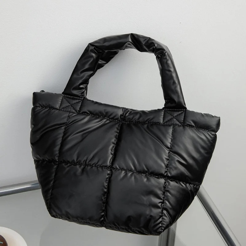 Cotton Coat down Bag Special-Interest Design South Korea2024New Hand Bag High Sense Handbag Small Vegetable Basket Bag