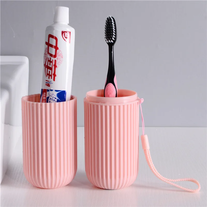 Vertical Stripe Cup Set Creative Simple Toothbrush Cup Toothpaste Organiser Travel Toothbrush Case Portable Mouthwash Cups