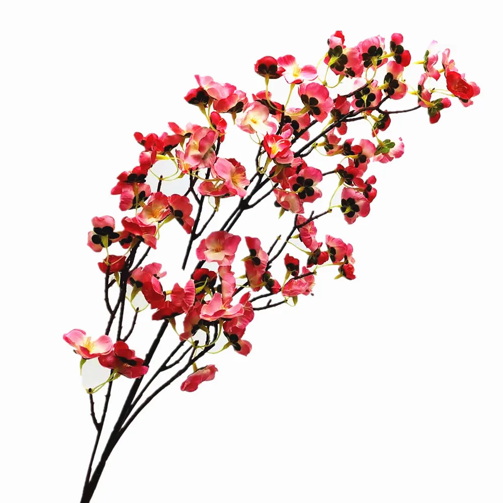 One Artificial Cherry Blossom with Long Stem 100cm Six Forks Silk Oriental Cherry Flower Tree Branch