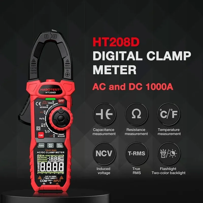 

Amp Meter Clamp Multimeter Tester, 1000A True RMS, 6000 Counts, with Temperature, NCV, LPF, Voltage and Current Measurements