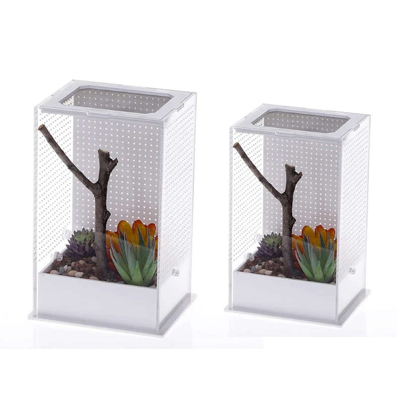 Insect Feeding Box Plastic Transparent Breeding for Case for Spider Lizard Centipede Horned for Frog Mantis Small Snake