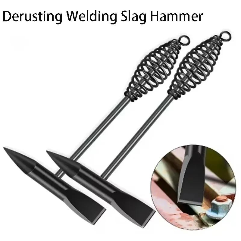 Derusting Welding Slag Hammer High Carbon Steel 300 500G Spring Handle Welding Chipping Hammer Rust Removal Welding Slag Tool