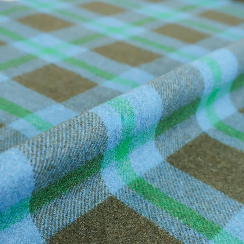 2 Yards Vintage British Green Striped Plaid Wool Fabric Designer Clothing Fabrics for Coats and Jackets