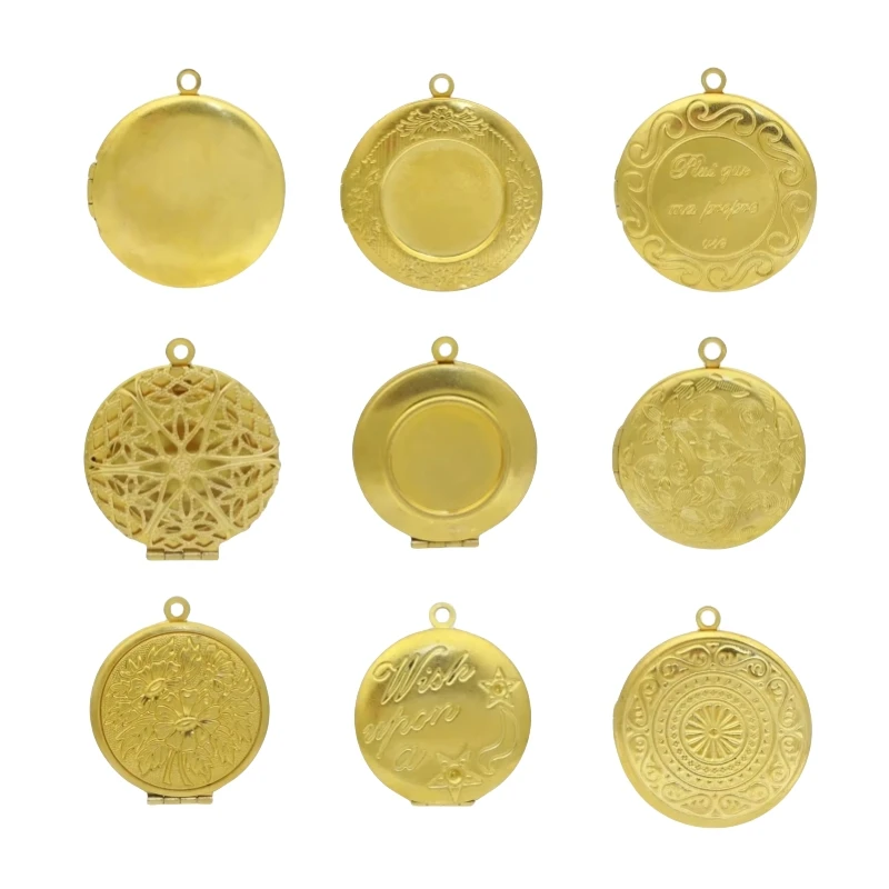 BoYuTe (50 Pieces/Lot) Raw Brass Photo Locket Pendant Can Open Round Shaped Lockets Handmade Diy Jewelry Accessories Wholesale