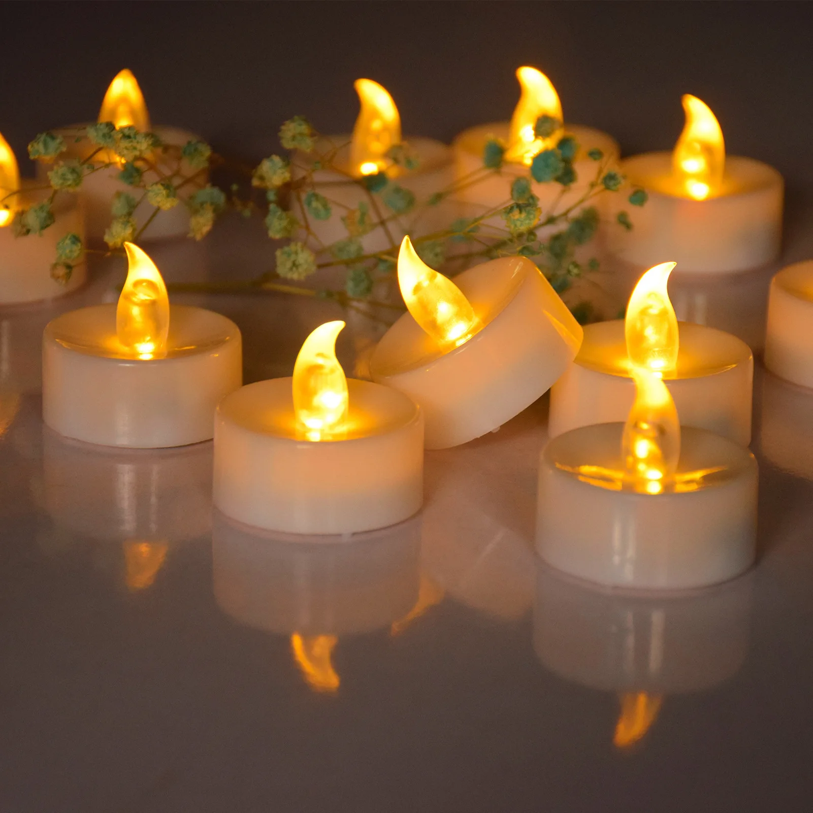12/24 piezas de simulación electrónica pequeña cera de té LED luz de color Tealight fiesta de cumpleaños propuesta del Día de San Valentín decoración de velas