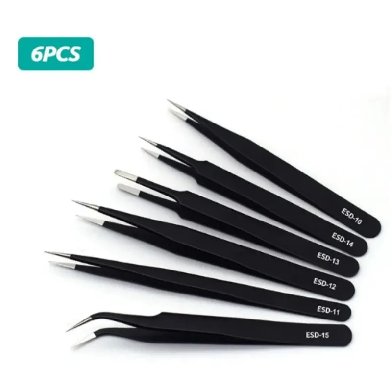 Stainless Steel Curved Straight Black Tweezer Nail Art Rhinestones Nipper Picking Tool Sequins Beads Making Tool Hand Tool Set