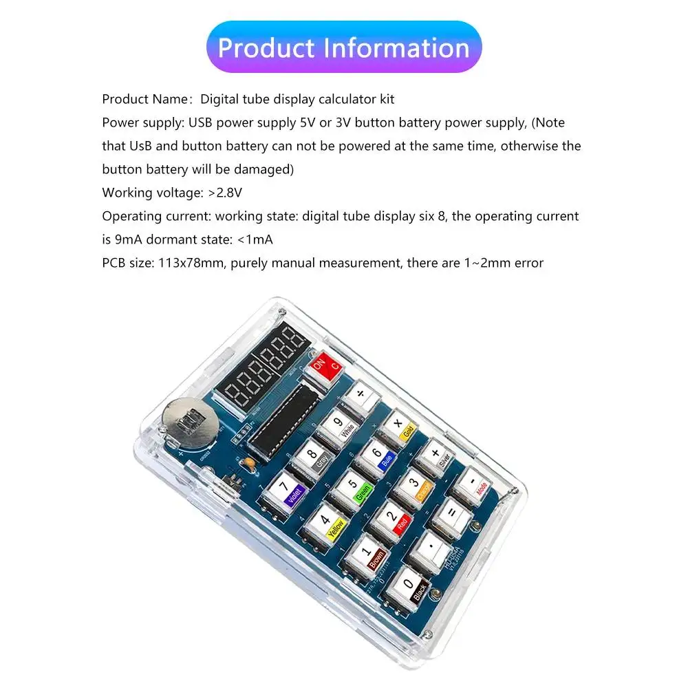 MUSTOOL DIY Electronic Kit Digital Tube Calculator DIY Kits 51 Microcontroller Training Experiment Welding Practice Accessories