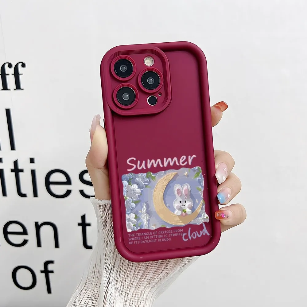 Gradual Tulip Phone Case Simple Solid Color Matte Silicone Case For IPhone 15 14 13 12 11 Pro Max Plus Lens Full Couple