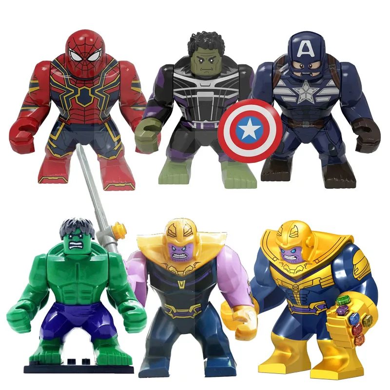 

2PCS Set of Mini Building Blocks Action Figure Marvel Superhero Hulk DIY Building Block Toys Handmade Children's Gift