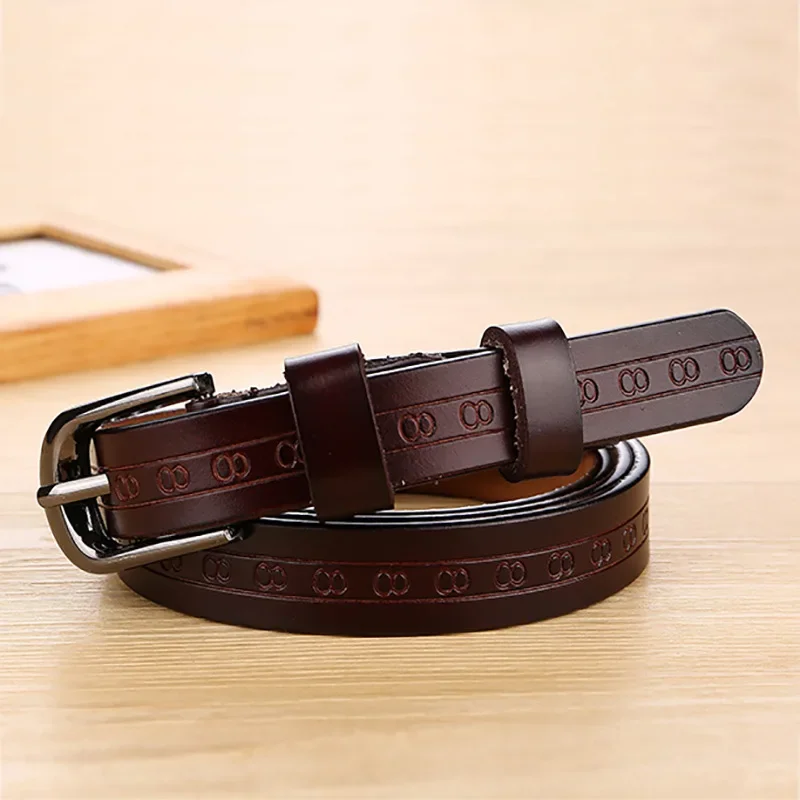 Luxury Designer Women's Belt Casual Vintage Versatile Young Lady Decorative Pin Buckle Belt Cracked Cowhide 1.8cmwidth