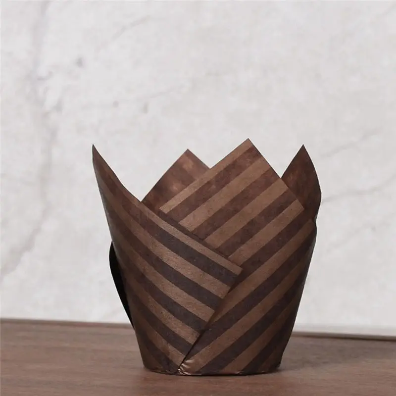 A33Z-50PCS Newspaper Style Cupcake Liner Baking Cup For Wedding Party Tulip Muffin Cupcake Paper Cup Oilproof Cake