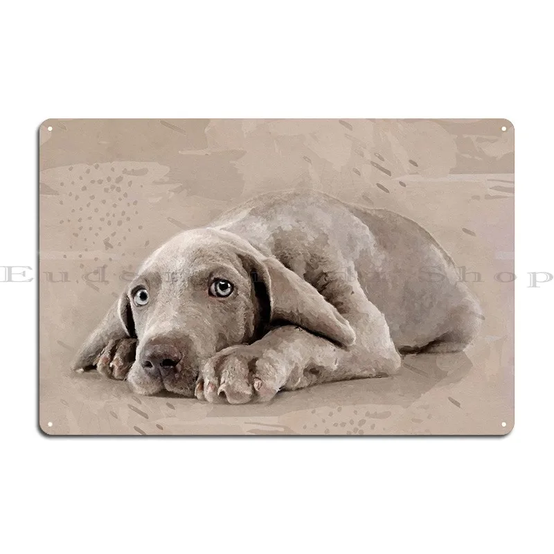 Weimaraner Puppy Metal Plaque Poster Decoration Living Room Wall Plaque Printed Wall Mural Tin Sign Poster