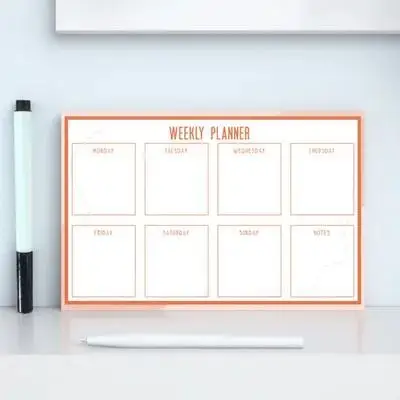 Adhesive Whiteboard Stickers Kids Erasable Week Grid Office Graffiti Blackboard for Notes Markers Included 8 Sections Reusable