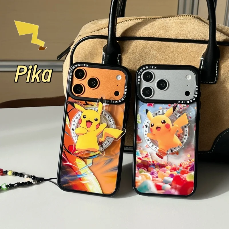 เคสชาร์จไร้สาย Magsafe ลายการ์ตูนโปเกมอนน่ารัก สำหรับ iPhone 11 12 13 14 15 16 17 Pro Max Plus พร้อมที่ยึดแม่เหล็ก