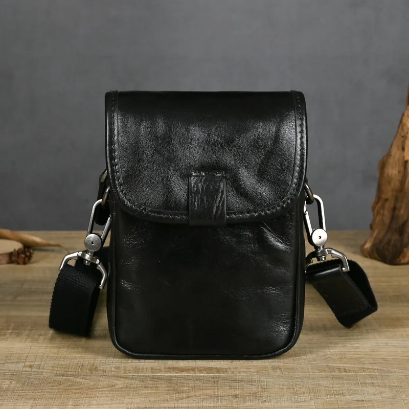 

Mini Shoulder Bag For Men Male Genuine Leather Crossbody Bags For Phone Small Sling Bags Men's Cowhide Phone Bags Soft Cowskin